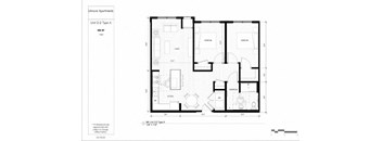 A floor plan of a 2-2 Type A unit with dimensions and measurements.