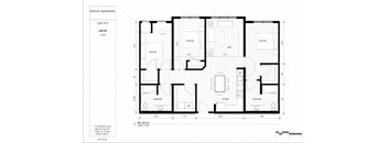 A floor plan of apartment unit 4-0 with dimensions and measurements.