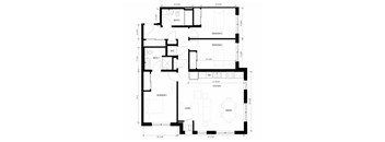 A black and white floor plan of a house with labeled rooms.