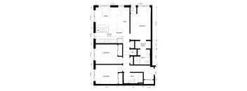 A black and white floor plan of a house with labeled rooms.