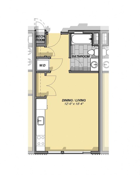 Studio Floor Plan at Park77 Apartments, Cambridge