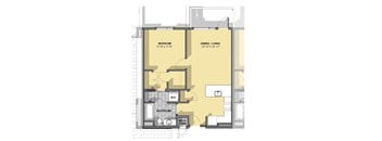 1 Bedroom 1 Bathroom Floor Plan at Park77, Cambridge, Massachusetts 02138
