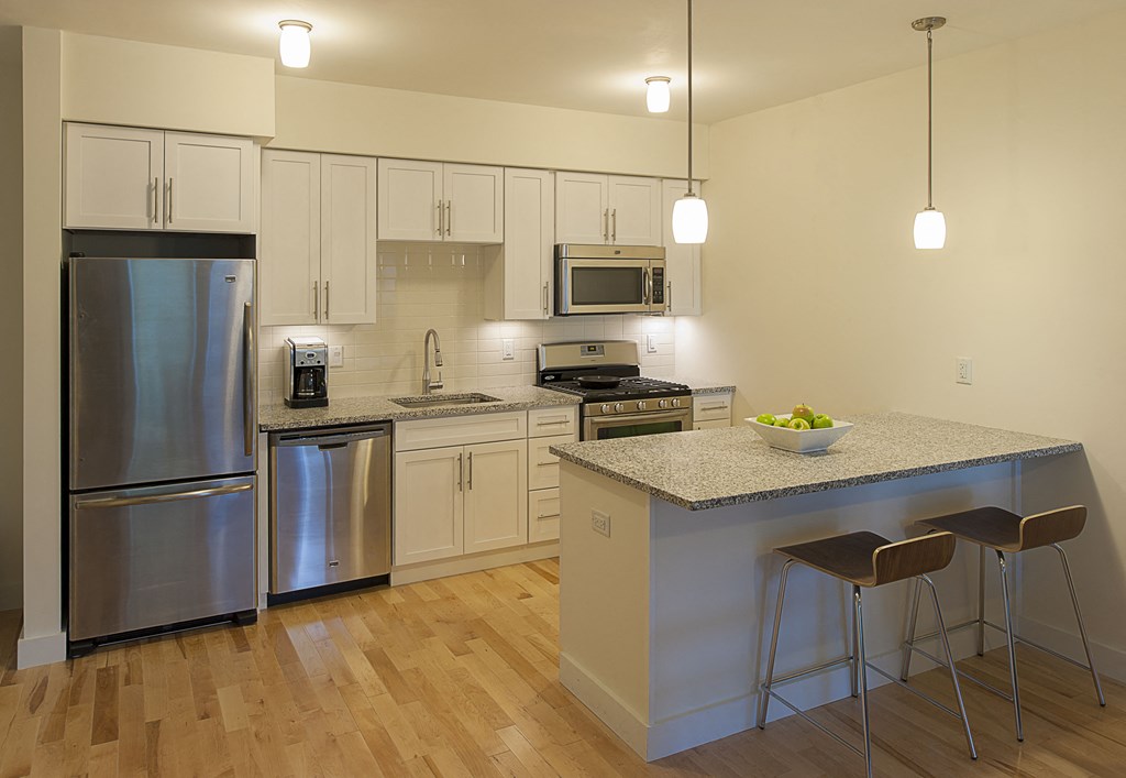 Kitchen with Breakfast Bar at 603 Concord Apartments, Cambridge