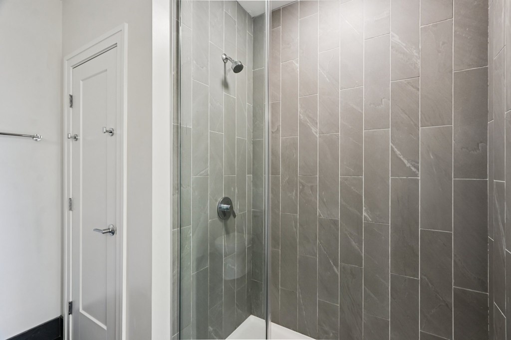 Bathroom with a shower at Park77 Apartments, Massachusetts