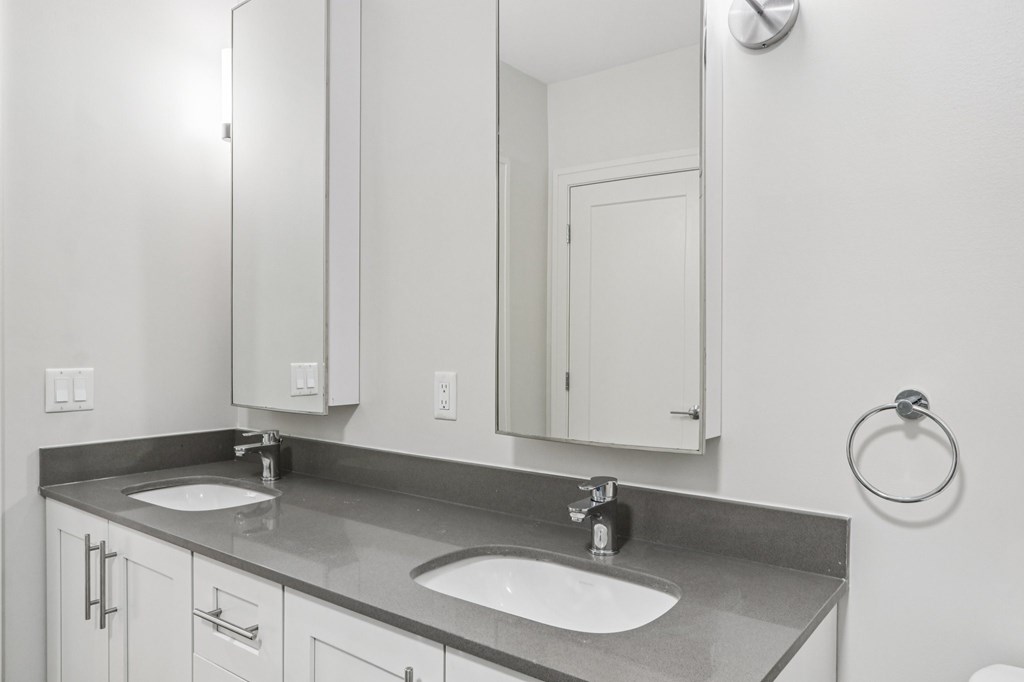 Bathroom with Sink, mirror and faucet at Park77 Apartments, Cambridge, 02138