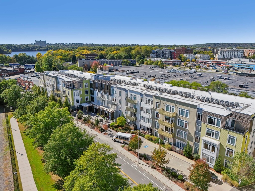 Aerial external view of the property at Park77 Apartments, Cambridge, MA