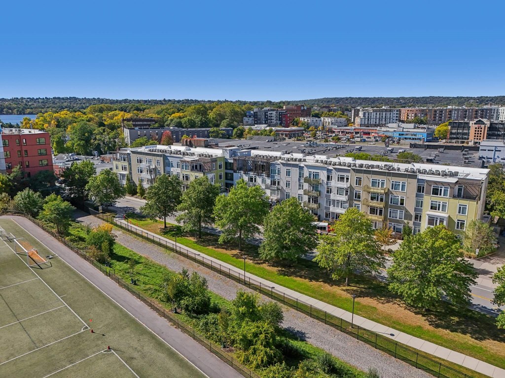 Aerial view of the property at Park77 Apartments, Cambridge, MA