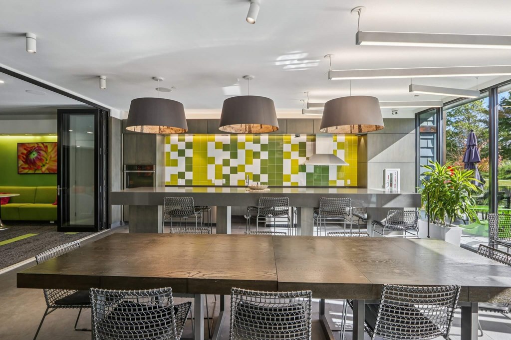 Wooden Dining table at Park77 Apartments, Cambridge, MA, 02138