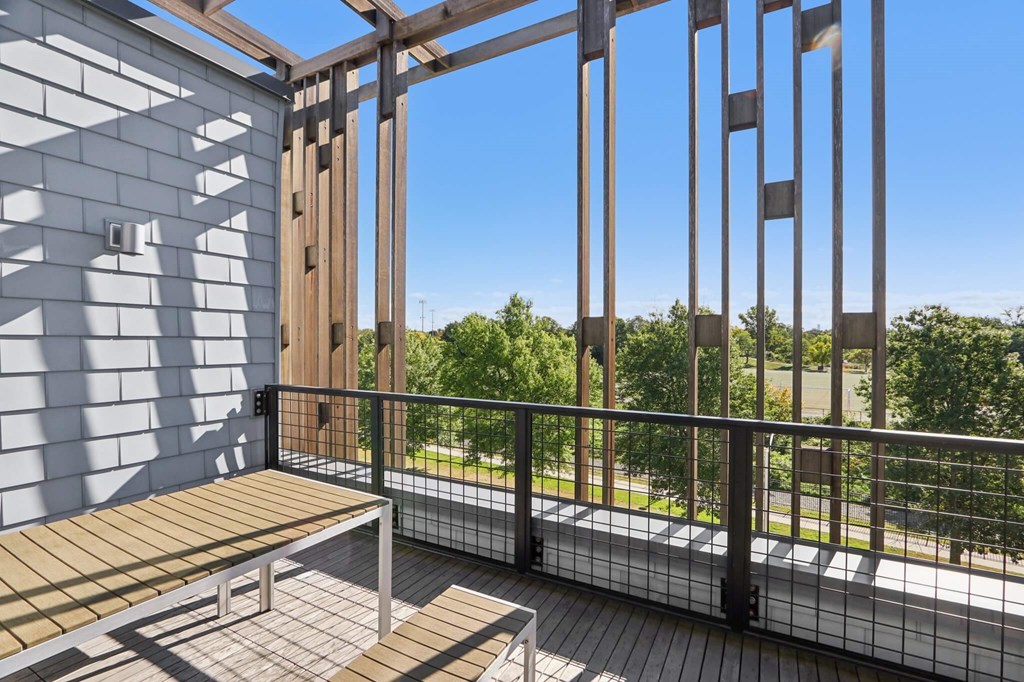 Balcony with a bench at Park77 Apartments, Massachusetts, 02138