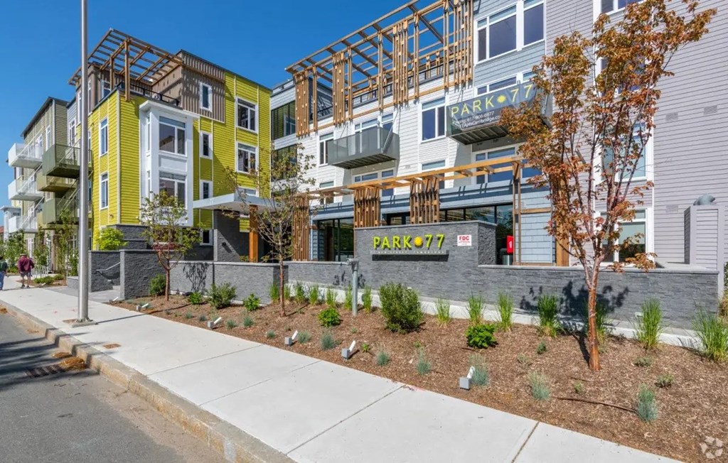 Building Entrance at Park77 Apartments, Massachusetts, 02138