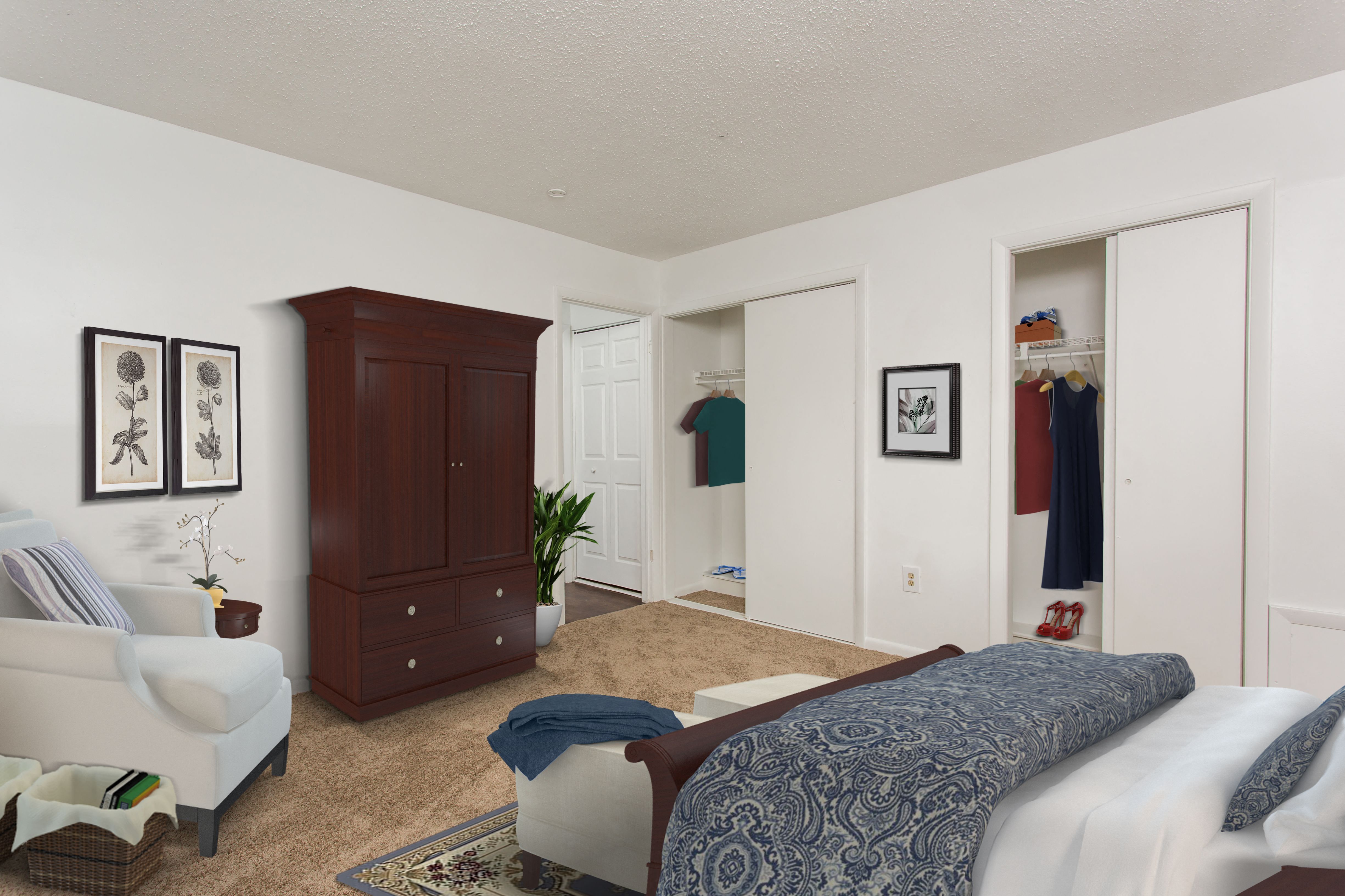 Spacious Bedroom With Closet at Highland Club Apartments, Watervliet, NY, 12189