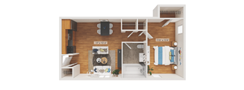 1 Bedroom Floor Plan at Garwood Gardens Apartments, New Jersey, 07027