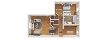 1 Bed 1 Bathroom Floor Plan at Garwood Gardens Apartments, Garwood, 07027