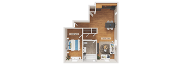 1 Bedroom 1 Bathroom Floor Plan at Garwood Gardens Apartments, Garwood, New Jersey