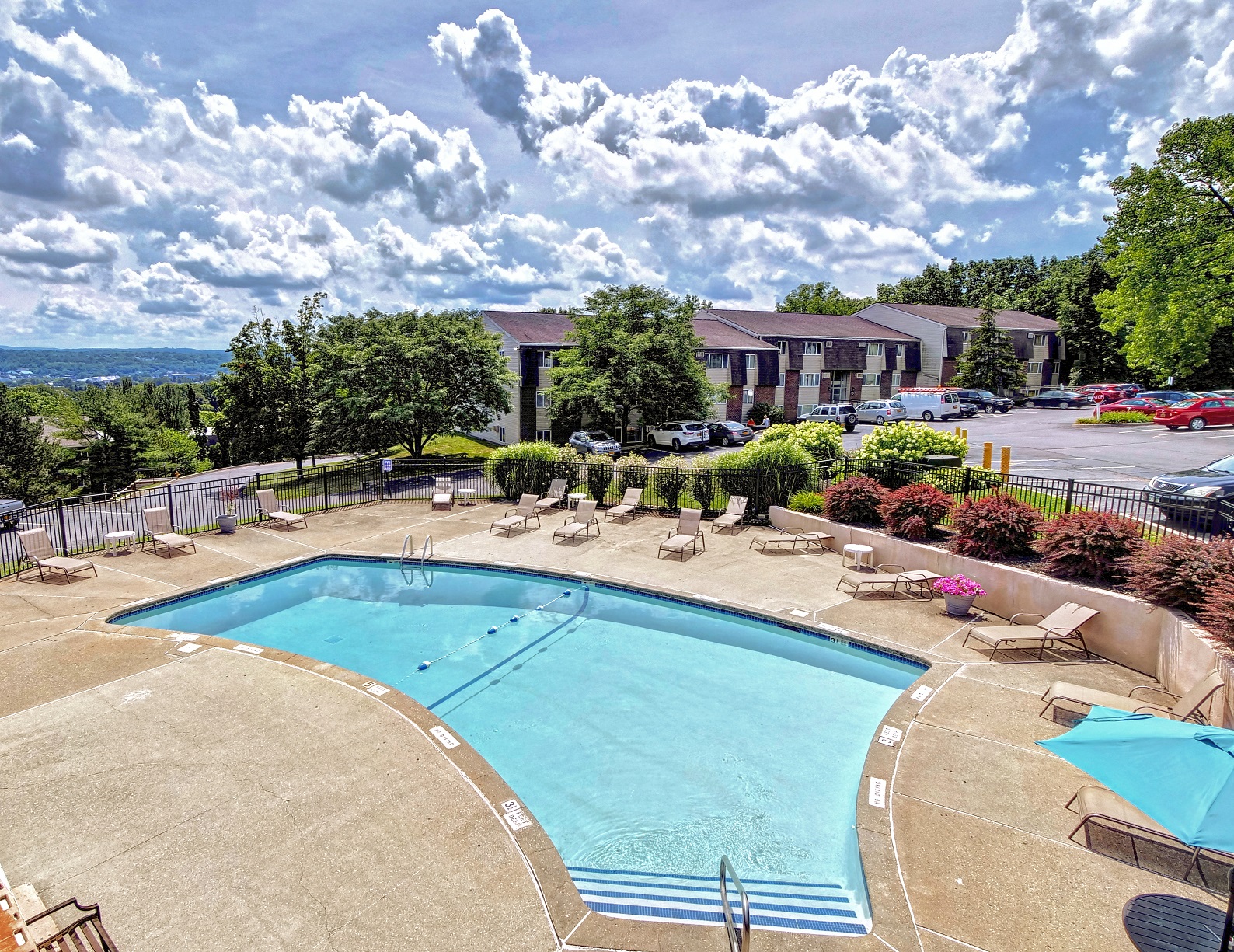 Aerial Pool View at Highland Club Apartments, Watervliet, NY 12189