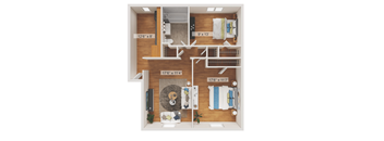 2 Bedroom Floor Plan at Garwood Gardens Apartments, Garwood