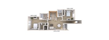 A diagram of a house layout with dimensions.