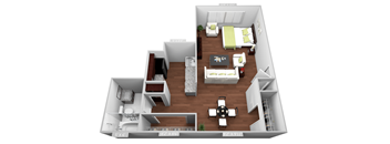 Studio Floor Plan at Highland Club Apartments, Watervliet, NY, 12189