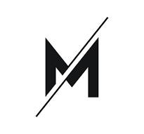 A black and white image of the letter M.