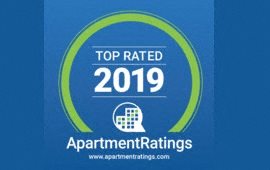 A logo for Apartment Ratings with the year 2019.