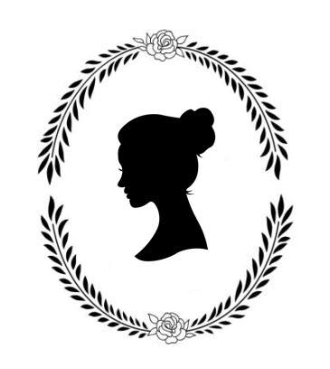 a silhouette of a woman in a laurel wreath