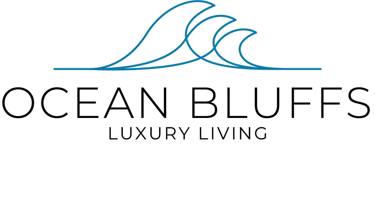 the logo for ocean blues luxury living on a white background