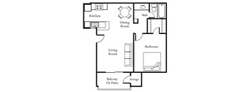 A simple black and white floor plan of a house with labeled rooms.