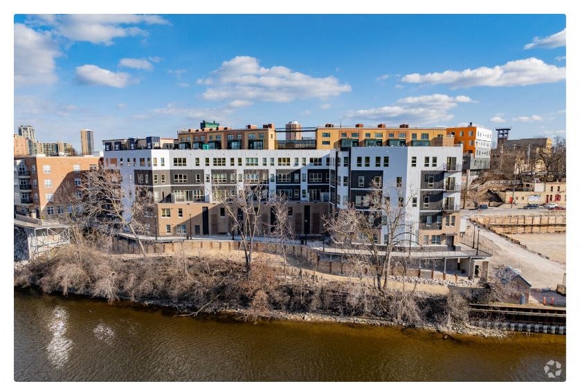 a city with a river and some buildings