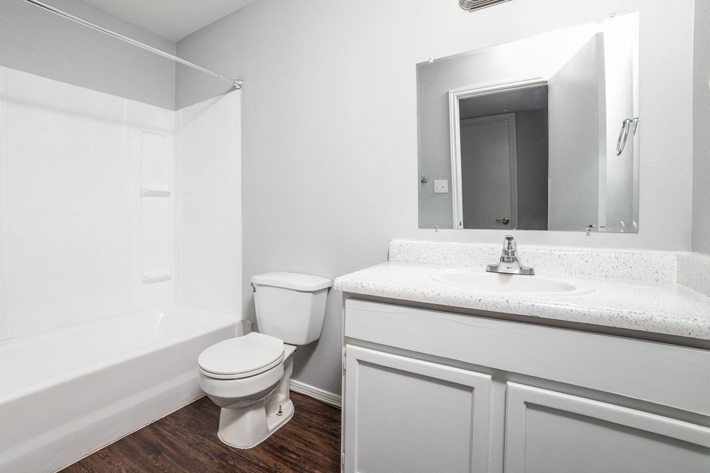 a bathroom with a sink toilet and a mirror