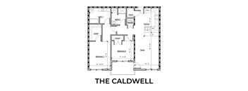 A black and white image of a floor plan for a house named "The Caldwell".