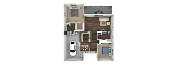 a furnished floor plan of a 3 bedroom apartment