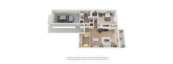 a bedroom floor plan is shown with an open concept