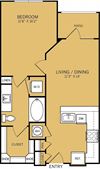 1 Bedroom 1 Bathroom A Floor plan 1 Bedroom 1 Bathroom A Floor plan at The Kelley, Ft. Worth, TX, 76102