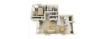 1x1 Floorplan at St. Mary's Woods Apartments, Oregon