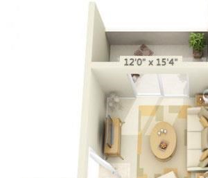 Sunset Summit Apartment Mt. Hood 1x1 Floor Plan 664 Square Feet