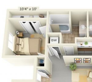 Autumn Oaks Apartments Canyon 2x2 Floor Plan 908 Square Feet