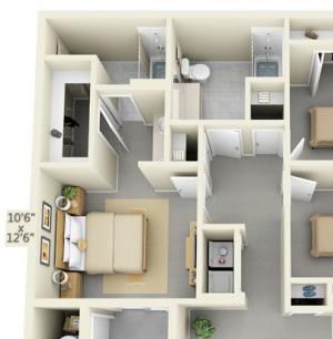 Autumn Oaks Apartments Scarlet2 3x2 Floor Plan 1164 Square Feet