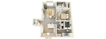 Autumn Oaks Apartments Willow 1x1 Floor Plan 700 Square Feet