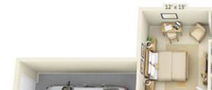 Delta Pointe Apartments Trimaran 3x2 Floor Plan 1290 Square Fee