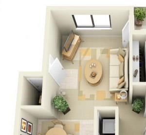 River Pointe Apartments 2x1 Floor Plan 765 Square Feet