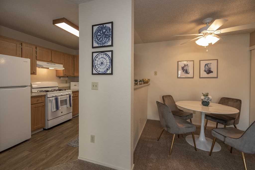 Canterbury Downs model kitchen and dining room, Roseville, CA, 95678