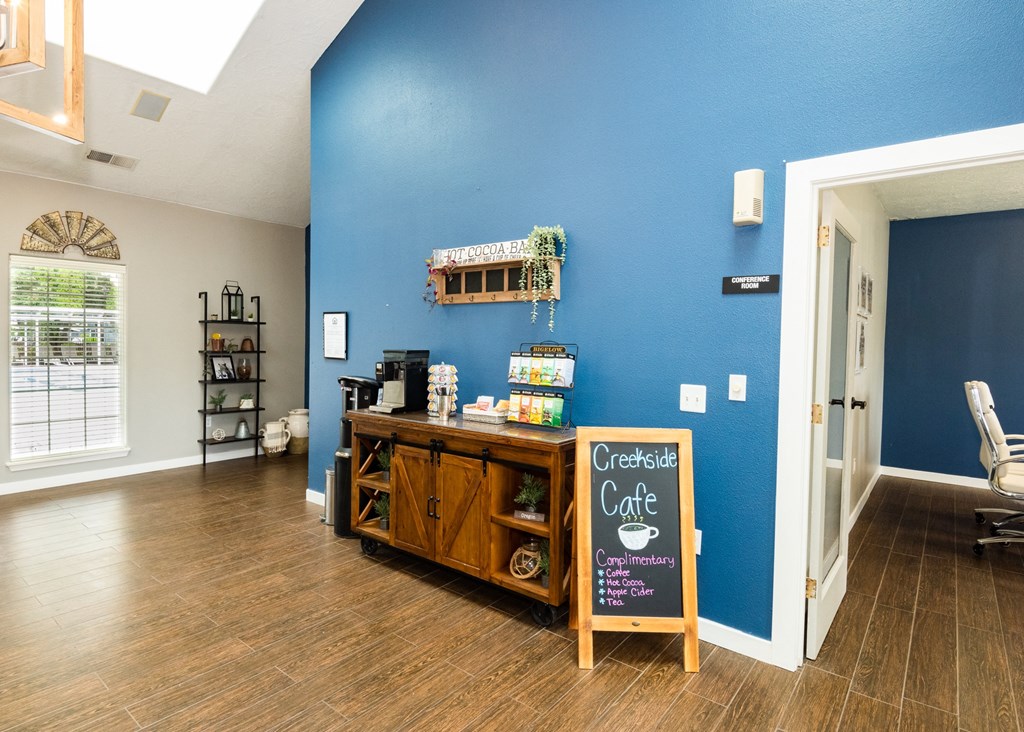 Creekside Village clubhouse foyer coffee bar