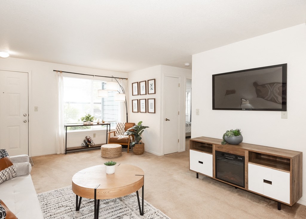 Creekside Village model living room and entry