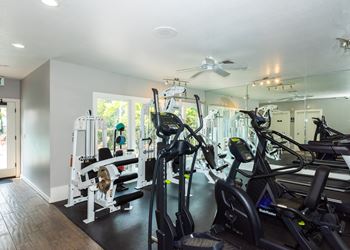 Crown Court fitness center and pool access door, Clackamas, OR, 97015