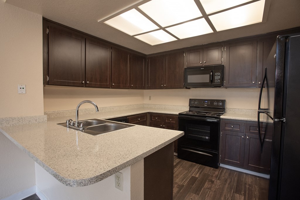 vacant kitchen at Delta Pointe Apartments, Sacramento
