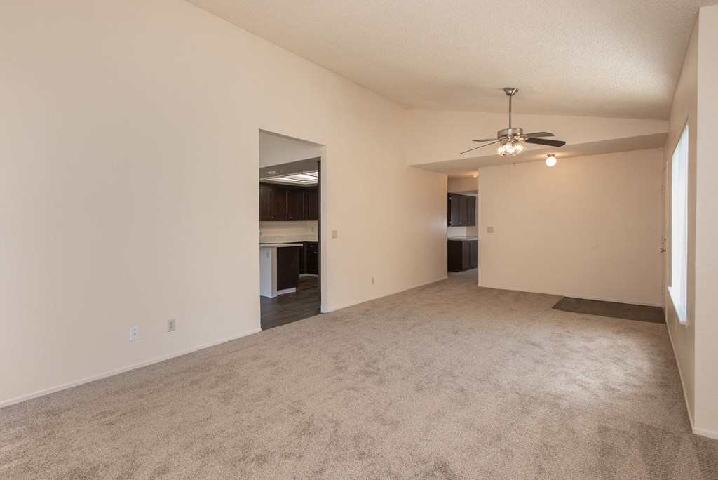 vacant living room at Delta Pointe Apartments, Sacramento, California 95833