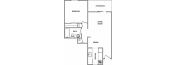 Garden Glen 1x1 Floor Plan 646 Square Feet