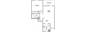 Garden Glen II 646 sq. ft. 1x1