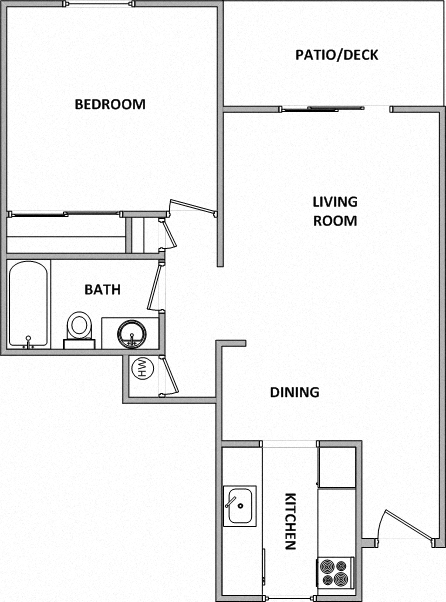 Garden Glen II 1x1 Floor Plan 646 Square Feet
