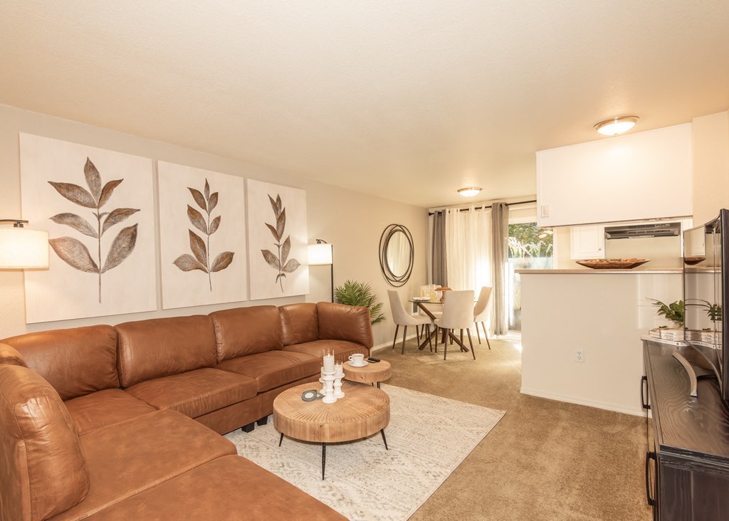 model living room and dining room at Hathaway Court Apartments, OR 97070
